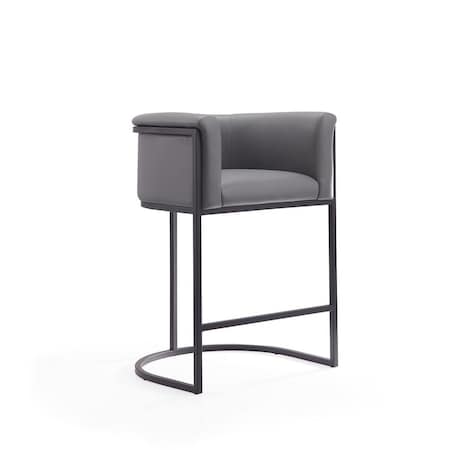 Celebracion Cosmopolitan Grey & Black Metal Counter Height Bar Stool 33.8 x 23.7 x 21 in. CE2616373